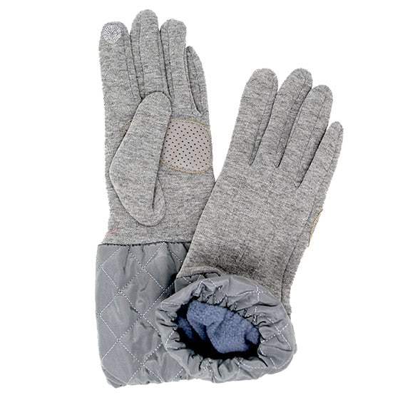 Chevron Cuff Gloves Solid Quilted Tris Smart Touch Gloves - Madeline Love - Flyclothing LLC