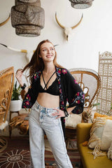 Lightweight Anemone Kimono – Floral Elegance for Any Occasion - Boho Clothing and Accessories - Flyclothing LLC