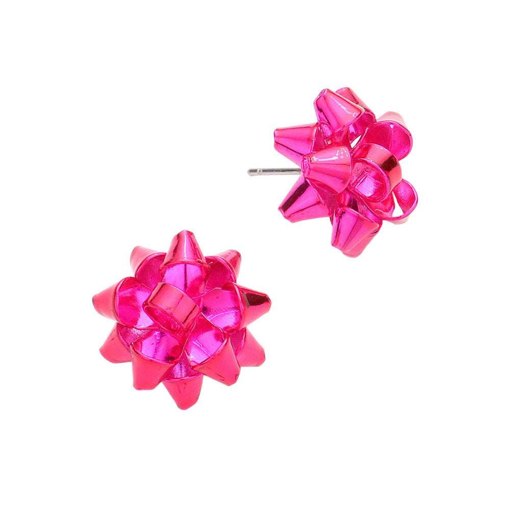 Christmas Gift Bow Charm Present Stud Earrings - Madeline Love - Flyclothing LLC