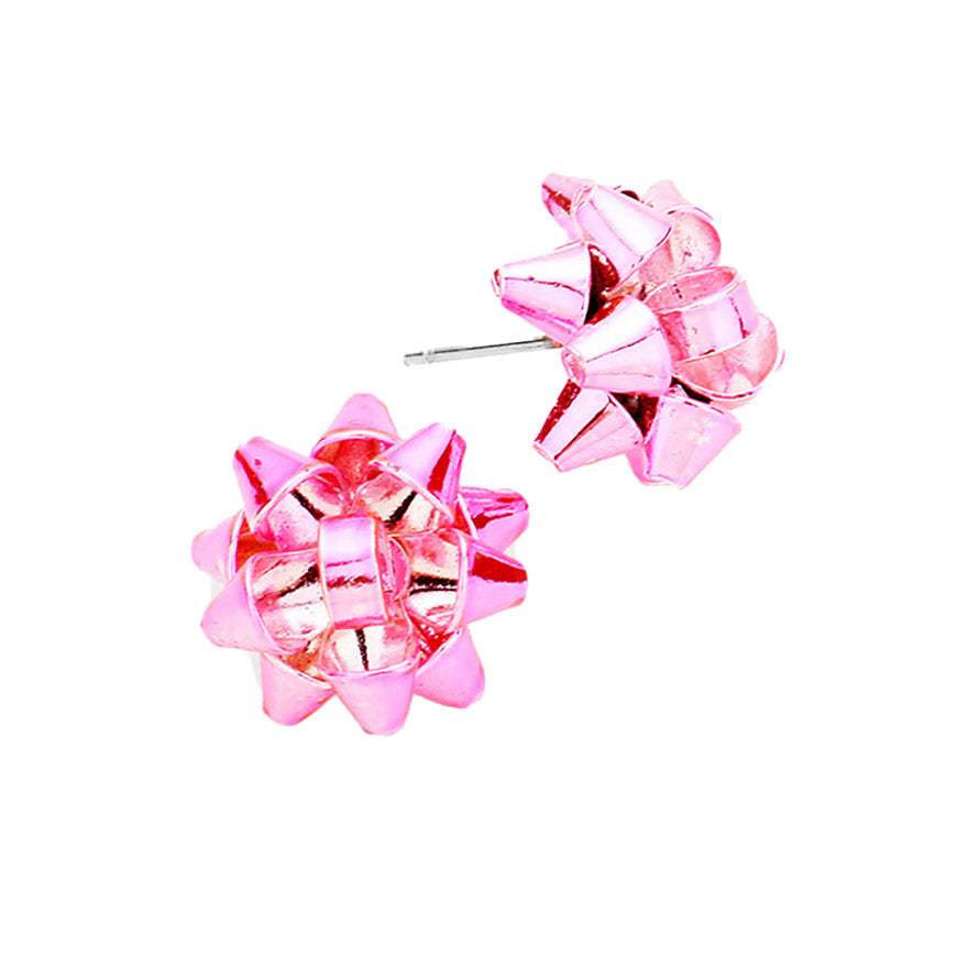 Christmas Gift Bow Charm Present Stud Earrings - Madeline Love - Flyclothing LLC