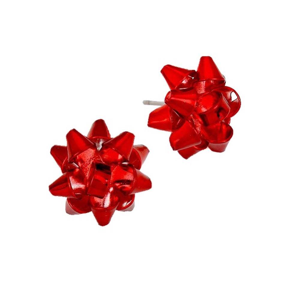 Christmas Gift Bow Charm Present Stud Earrings - Madeline Love - Flyclothing LLC