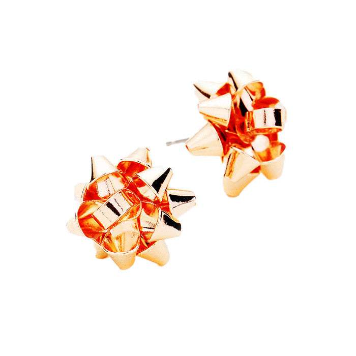 Christmas Gift Bow Charm Present Stud Earrings - Madeline Love - Flyclothing LLC