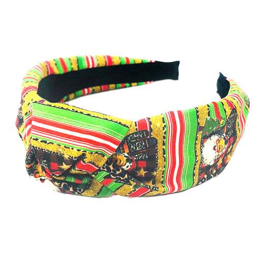 Christmas Theme Print Fabric Burnout Knot Headband - Madeline Love - Flyclothing LLC