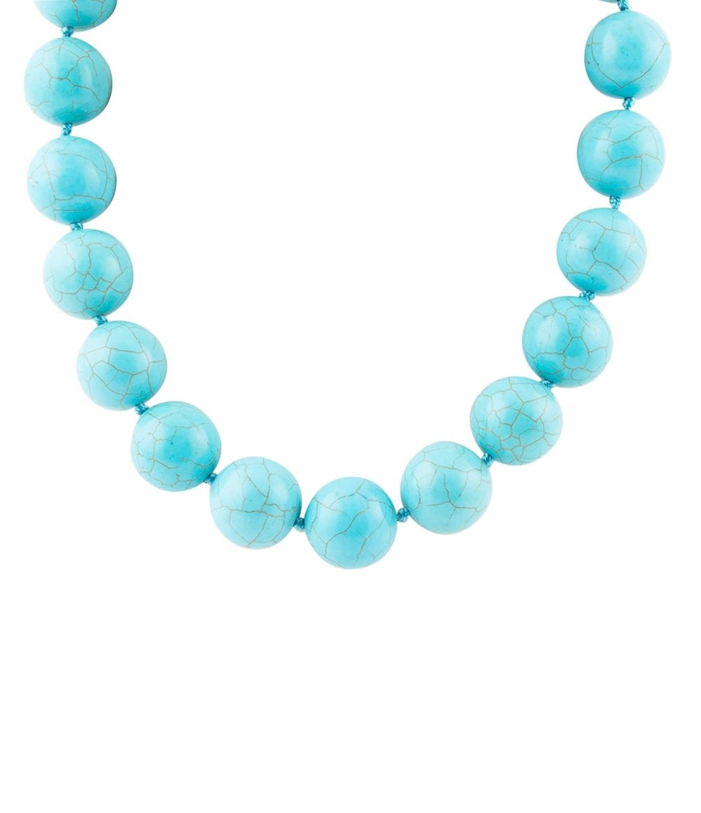 Chunky Blue Turquoise Magnesite Beaded Necklace - Barse Jewelry