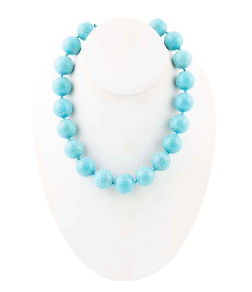Chunky Blue Turquoise Magnesite Beaded Necklace - Barse Jewelry - Flyclothing LLC