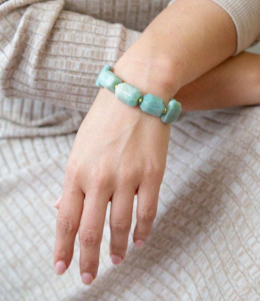 Chunky Green Amazonite Golden Toggle Bracelet - Barse Jewelry - Flyclothing LLC