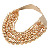 Chunky Metal Ball Beaded Multi Layered Faux Leather Magnetic Necklace - Madeline Love - Flyclothing LLC