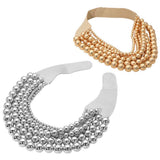Chunky Metal Ball Beaded Multi Layered Faux Leather Magnetic Necklace - Madeline Love - Flyclothing LLC