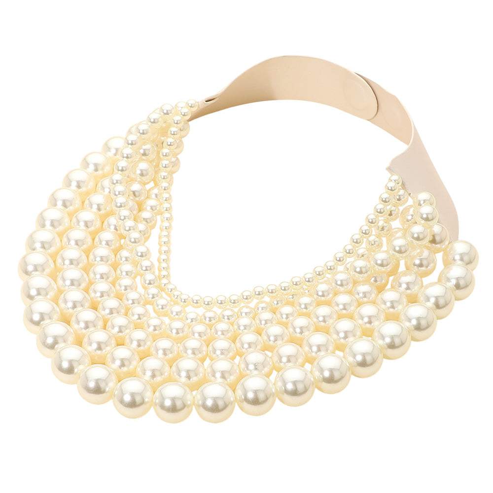 Chunky Metal Ball Beaded Multi Layered Faux Leather Magnetic Necklace - Madeline Love - Flyclothing LLC