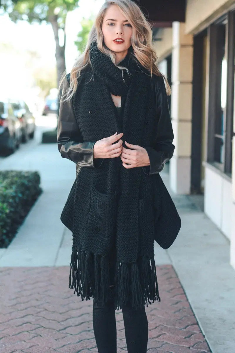 Chunky Oversized Pocket Scarf - Boho Clothing and Accessories - Flyclothing LLC