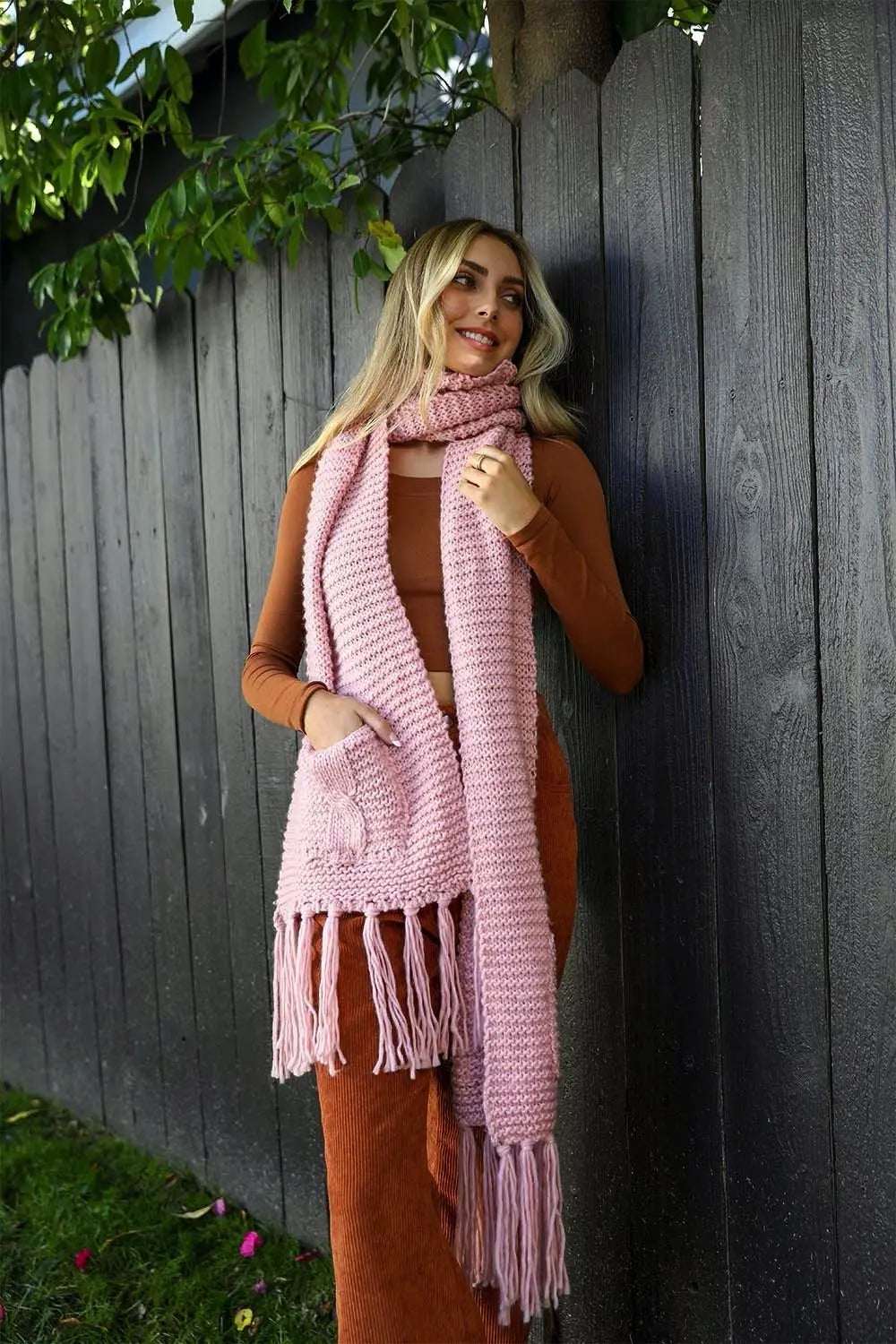 Chunky Oversized Pocket Scarf - Boho Clothing and Accessories - Flyclothing LLC