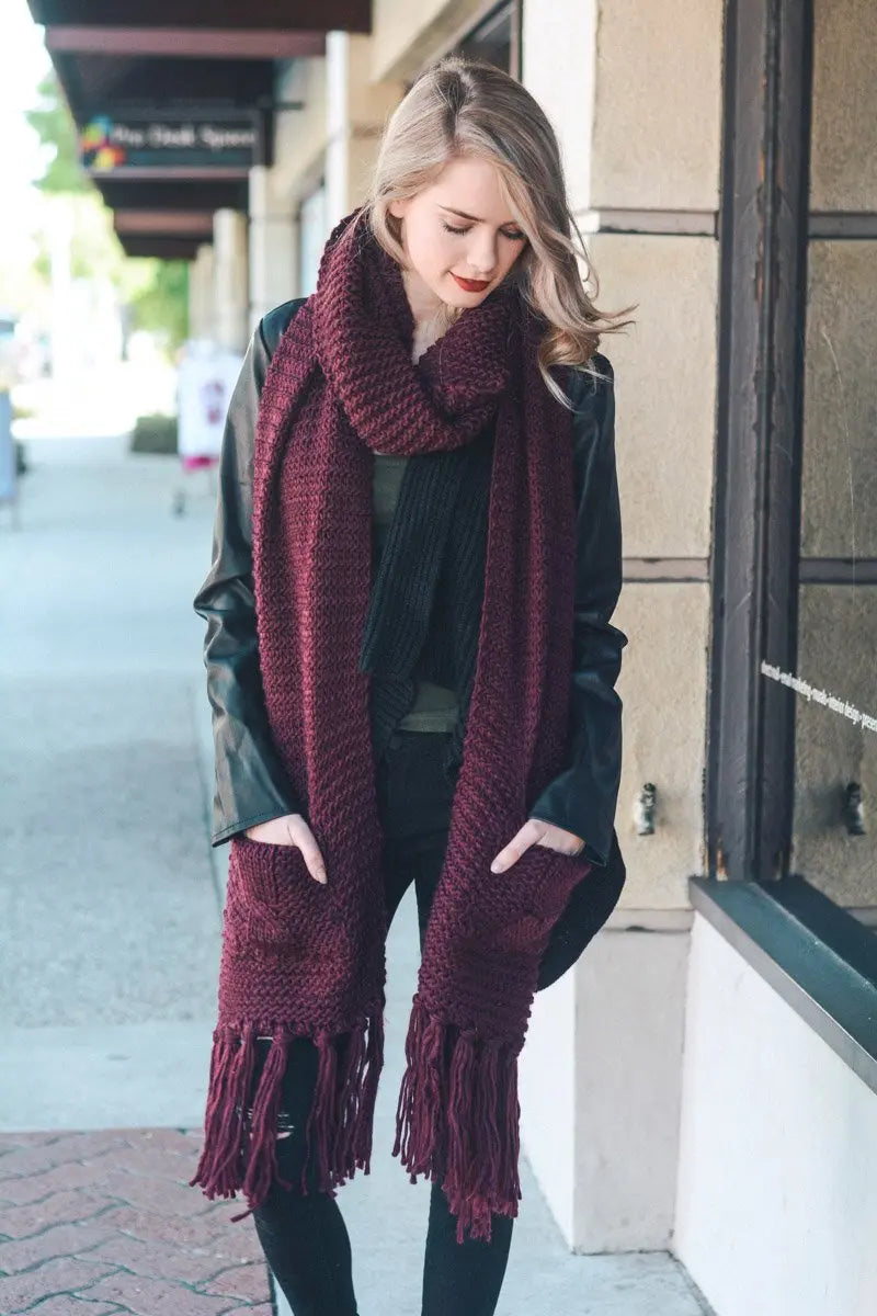 Chunky Oversized Pocket Scarf - Boho Clothing and Accessories - Flyclothing LLC