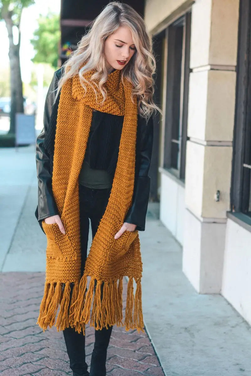Chunky Oversized Pocket Scarf - Boho Clothing and Accessories - Flyclothing LLC
