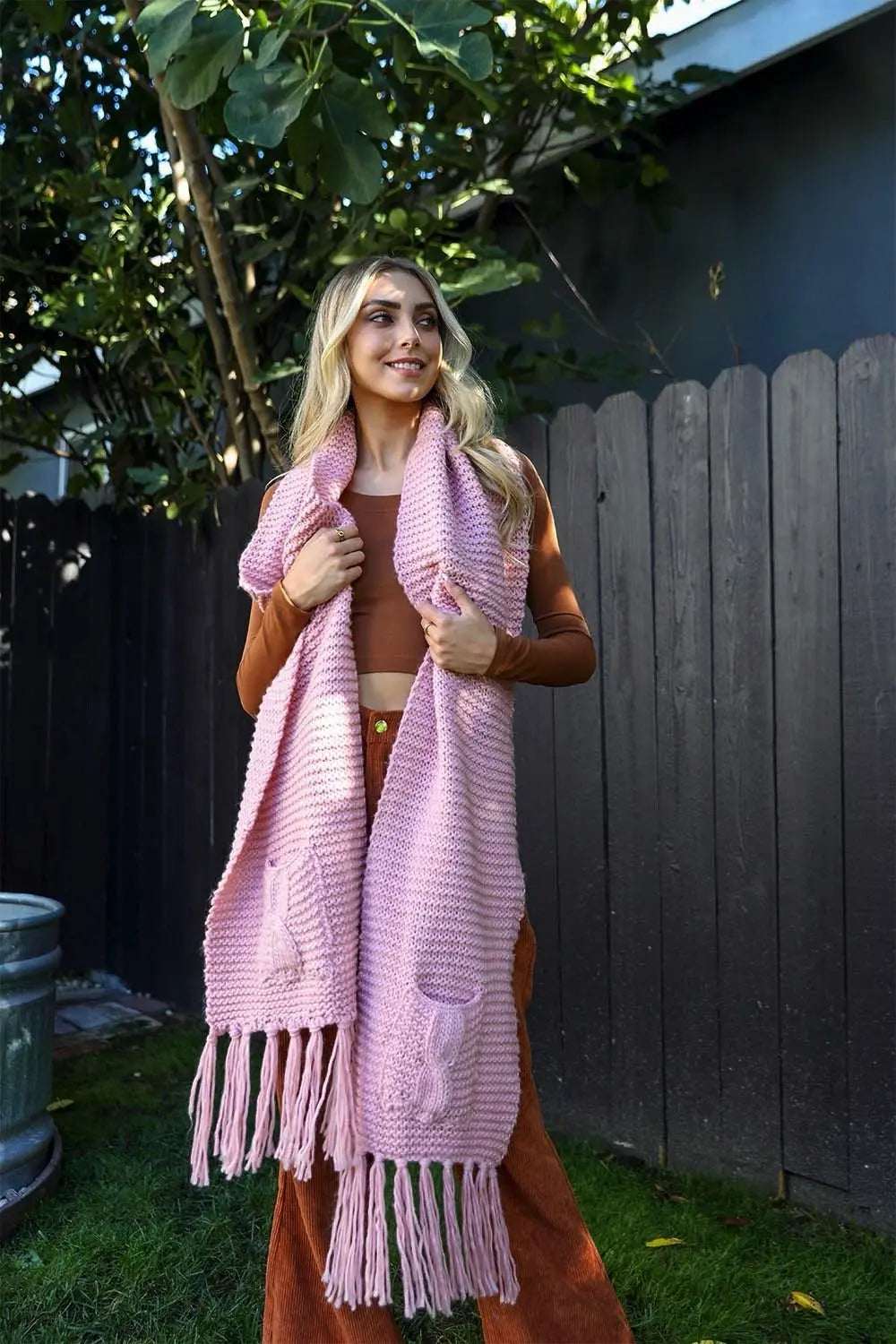 Chunky Oversized Pocket Scarf - Boho Clothing and Accessories - Flyclothing LLC