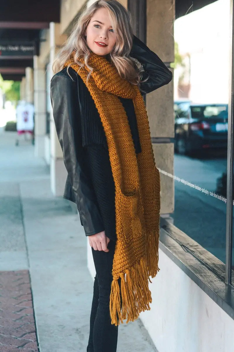 Chunky Oversized Pocket Scarf - Boho Clothing and Accessories - Flyclothing LLC