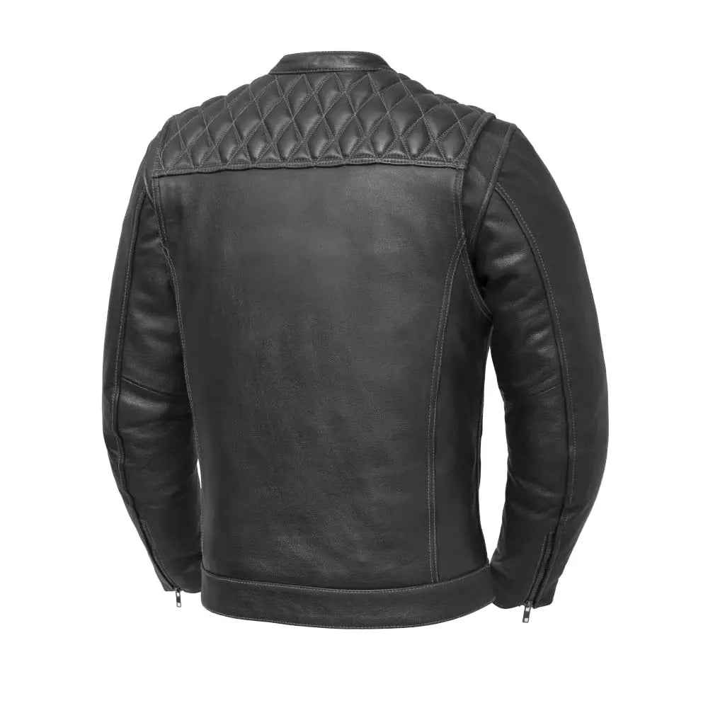 Cinder Men's Cafe Style Leather Jacket - First Manufacturing Company - Flyclothing LLC