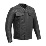 Cinder Men's Cafe Style Leather Jacket - First Manufacturing Company - Flyclothing LLC