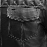 Cinder Men's Cafe Style Leather Jacket - First Manufacturing Company - Flyclothing LLC