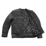 Cinder Men's Cafe Style Leather Jacket - First Manufacturing Company - Flyclothing LLC