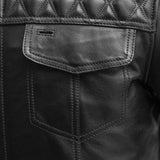 Cinder Men's Cafe Style Leather Jacket - First Manufacturing Company - Flyclothing LLC
