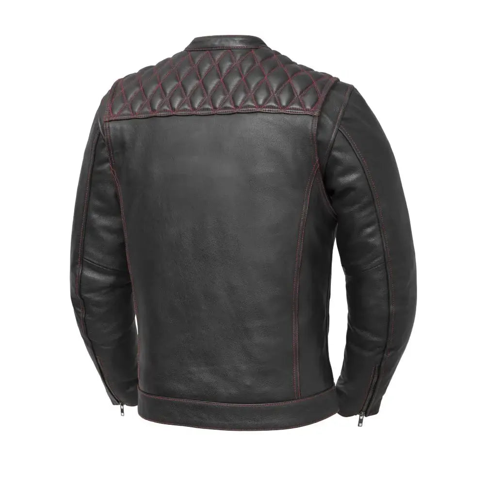 Cinder Men's Cafe Style Leather Jacket - First Manufacturing Company - Flyclothing LLC