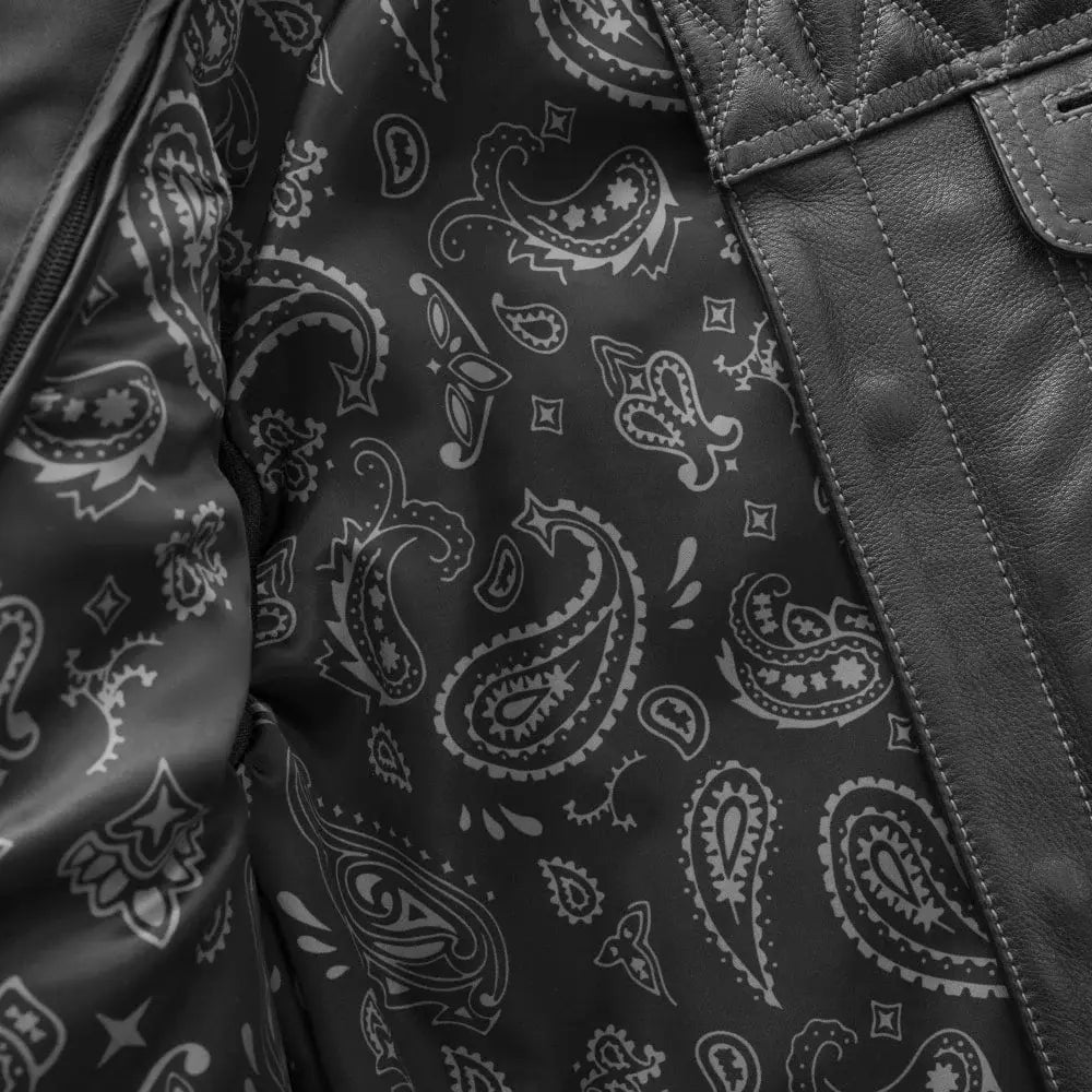 Cinder Men's Cafe Style Leather Jacket - First Manufacturing Company - Flyclothing LLC