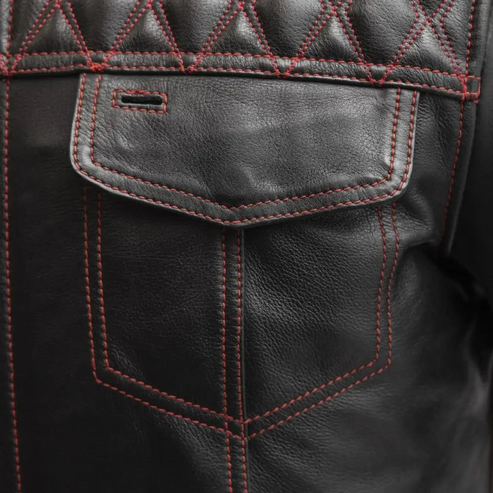 Cinder Men's Cafe Style Leather Jacket - First Manufacturing Company - Flyclothing LLC
