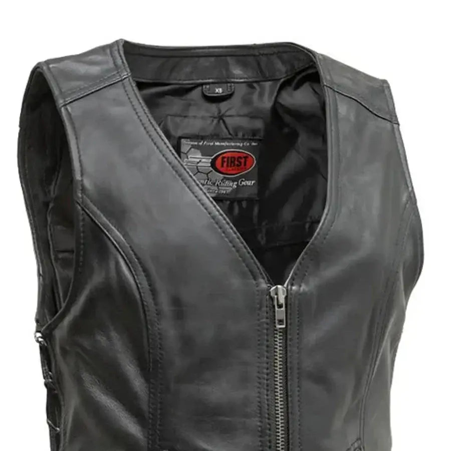 Cindy - Women's Motorcycle Sheepskin Vest - First Manufacturing Company - Flyclothing LLC