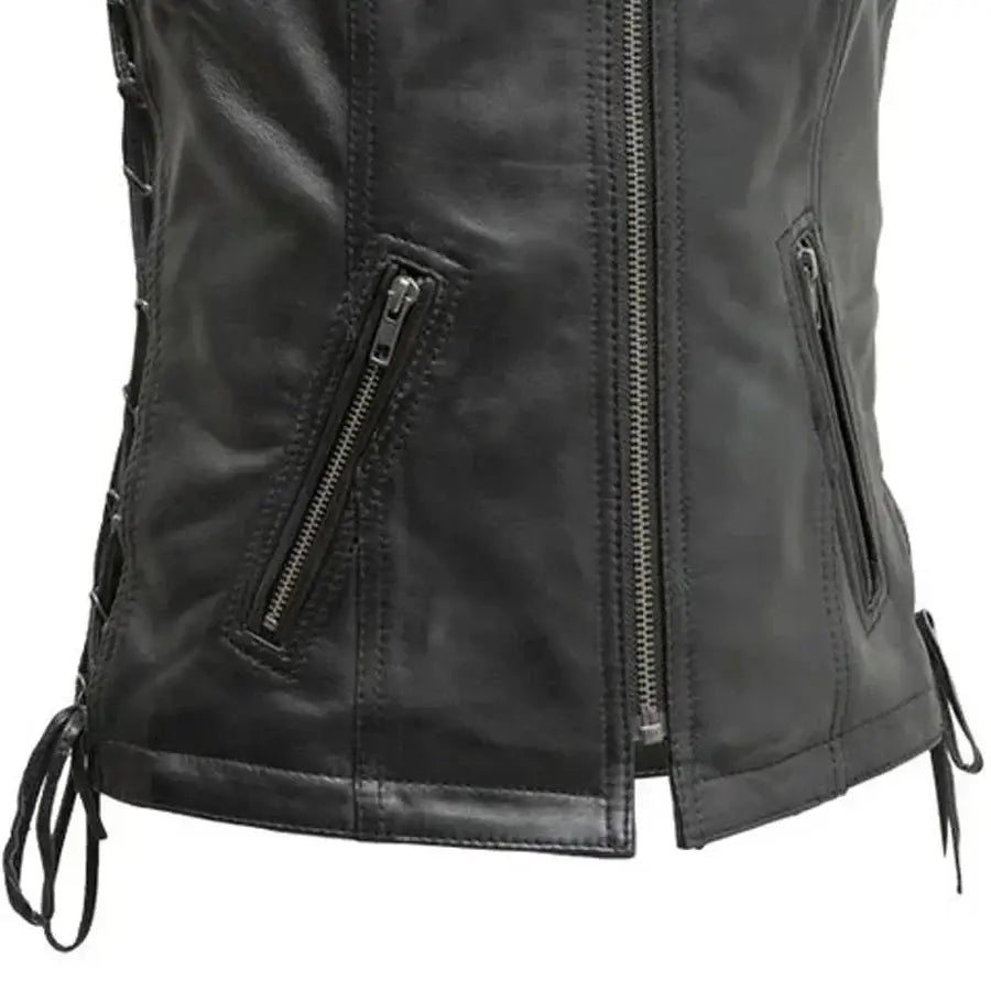 Cindy - Women's Motorcycle Sheepskin Vest - First Manufacturing Company - Flyclothing LLC