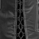 Cindy - Women's Motorcycle Leather Vest Black - First Manufacturing Company - Flyclothing LLC