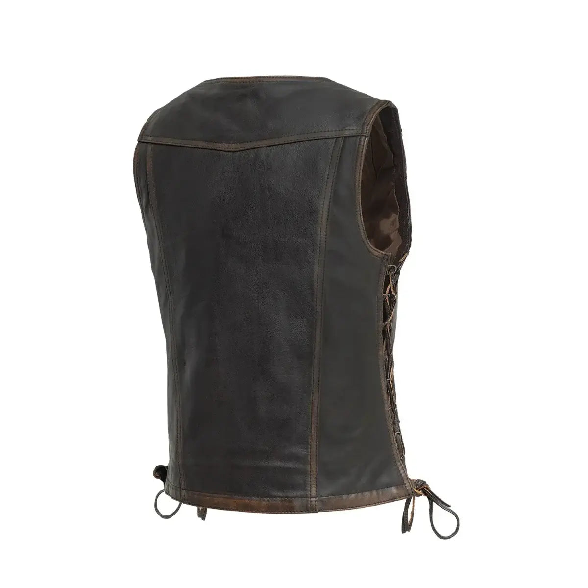 Cindy - Women's Motorcycle Leather Vest Brown Beige - First Manufacturing Company - Flyclothing LLC