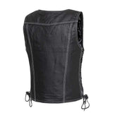 Cindy - Women's Motorcycle Leather Vest Black - First Manufacturing Company - Flyclothing LLC