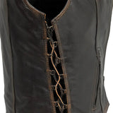 Cindy - Women's Motorcycle Leather Vest Brown Beige - First Manufacturing Company - Flyclothing LLC