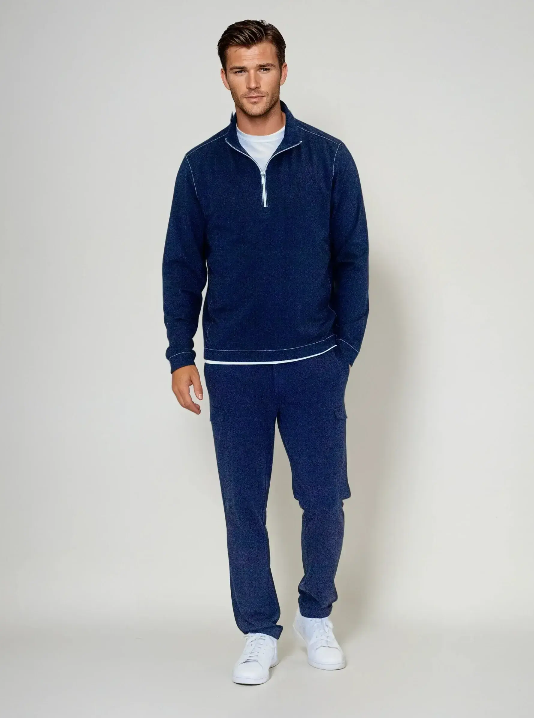 Buki Cinqo Travel Half Zip 2-Pack - Navy/White - Buki - Flyclothing LLC