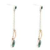 Circle Green Malachite and Two-Toned Metal Dangle Earrings - Barse Jewelry - Flyclothing LLC