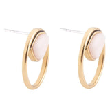 Circle Pink Opal and Golden Bronze Post Stud Earrings - Barse Jewelry - Flyclothing LLC