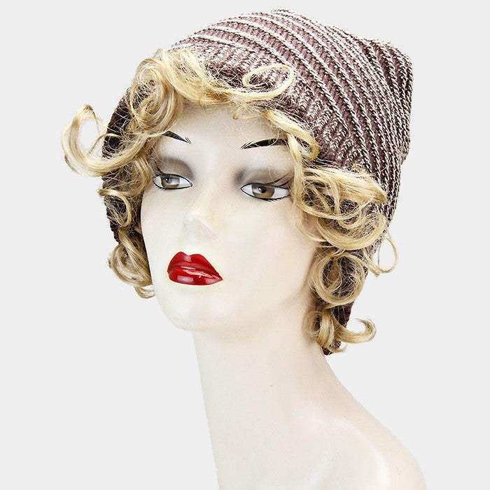 Circular Striped Polyester Beanie - Madeline Love - Flyclothing LLC