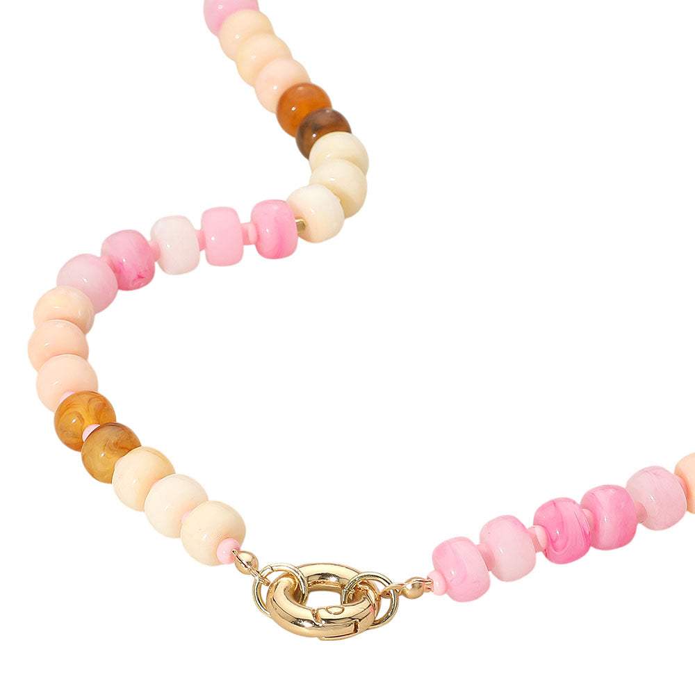 Clasp Accent Disc Beaded Necklace - Madeline Love - Flyclothing LLC