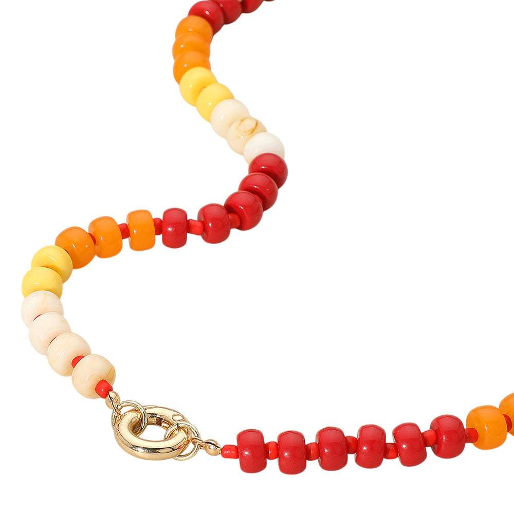 Clasp Accent Disc Beaded Necklace - Madeline Love - Flyclothing LLC