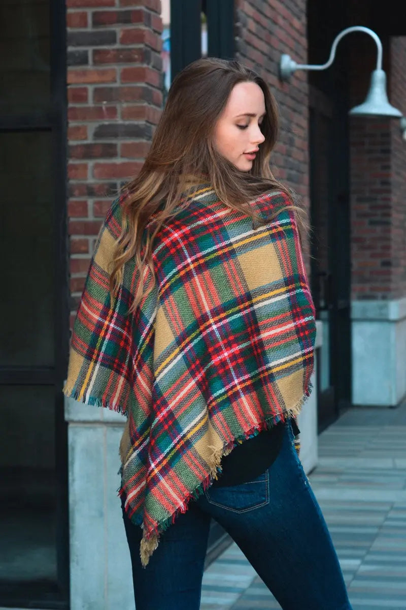 Classic Flannel Toggle Poncho - Boho Clothing and Accessories - Flyclothing LLC