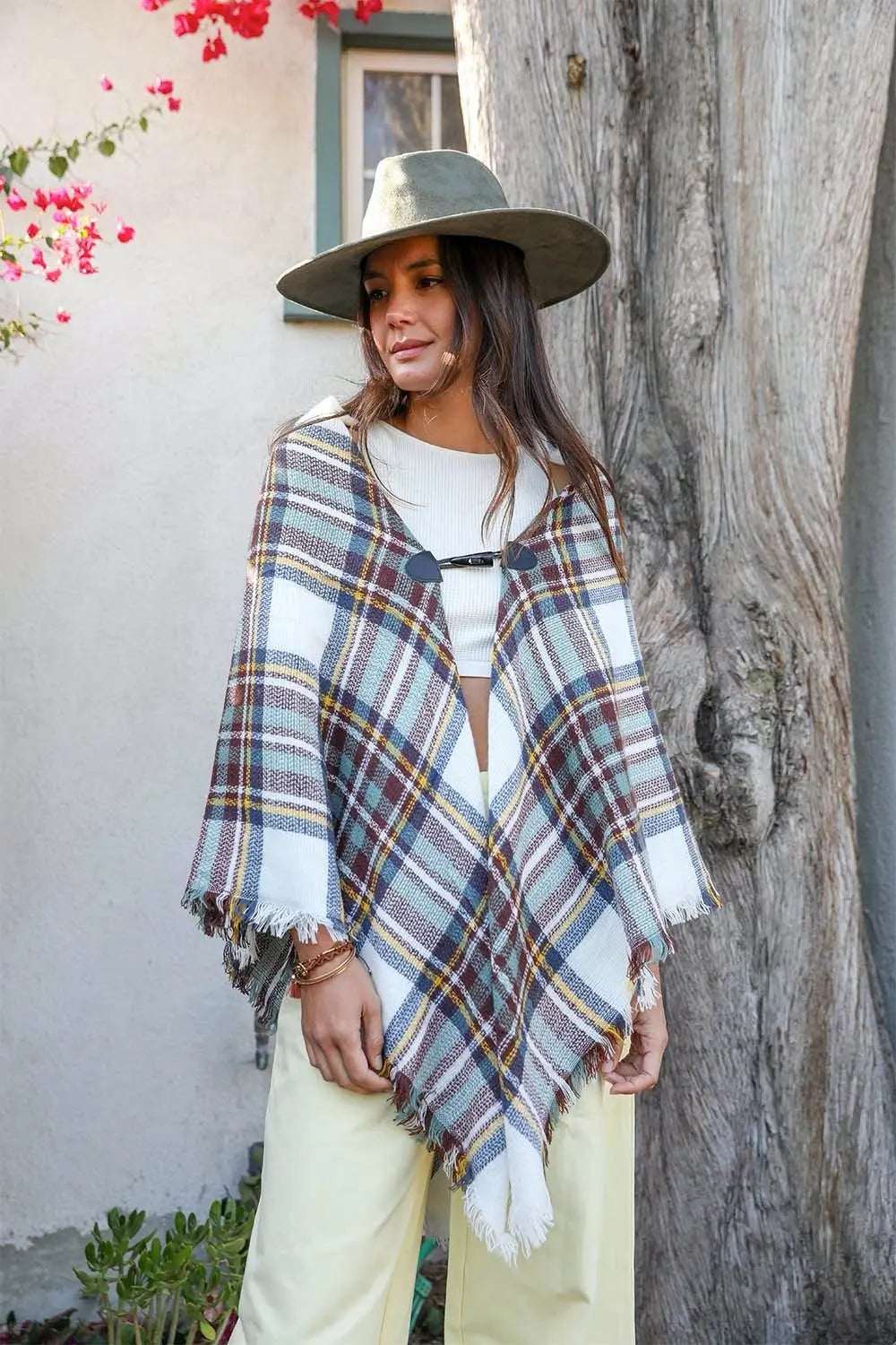 Classic Flannel Toggle Poncho - Boho Clothing and Accessories - Flyclothing LLC