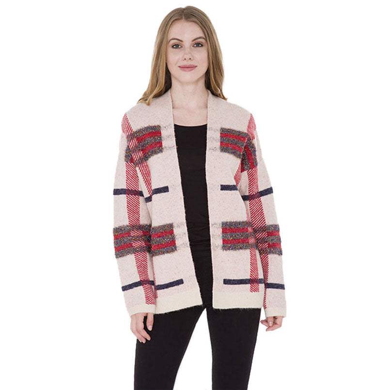 Classic Plaid Check Cardigan - Madeline Love - Flyclothing LLC