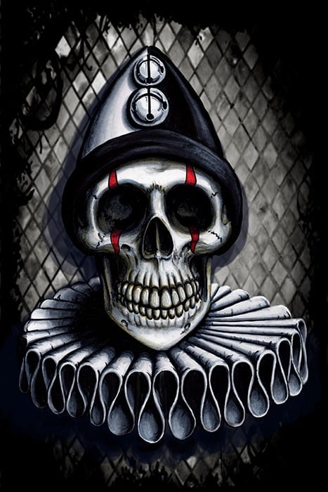 Black Market Art Company Clown With Stuff Print