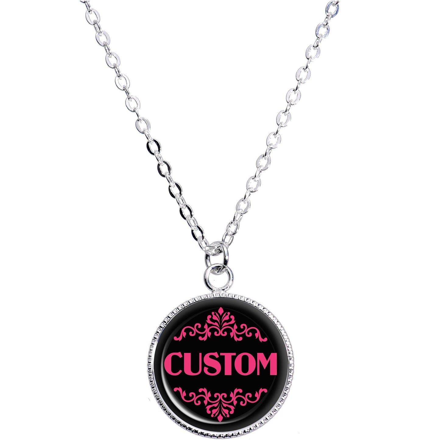 Custom Pink Personalized Name Silver Plated Chain Necklace - BodyCandy - Flyclothing LLC