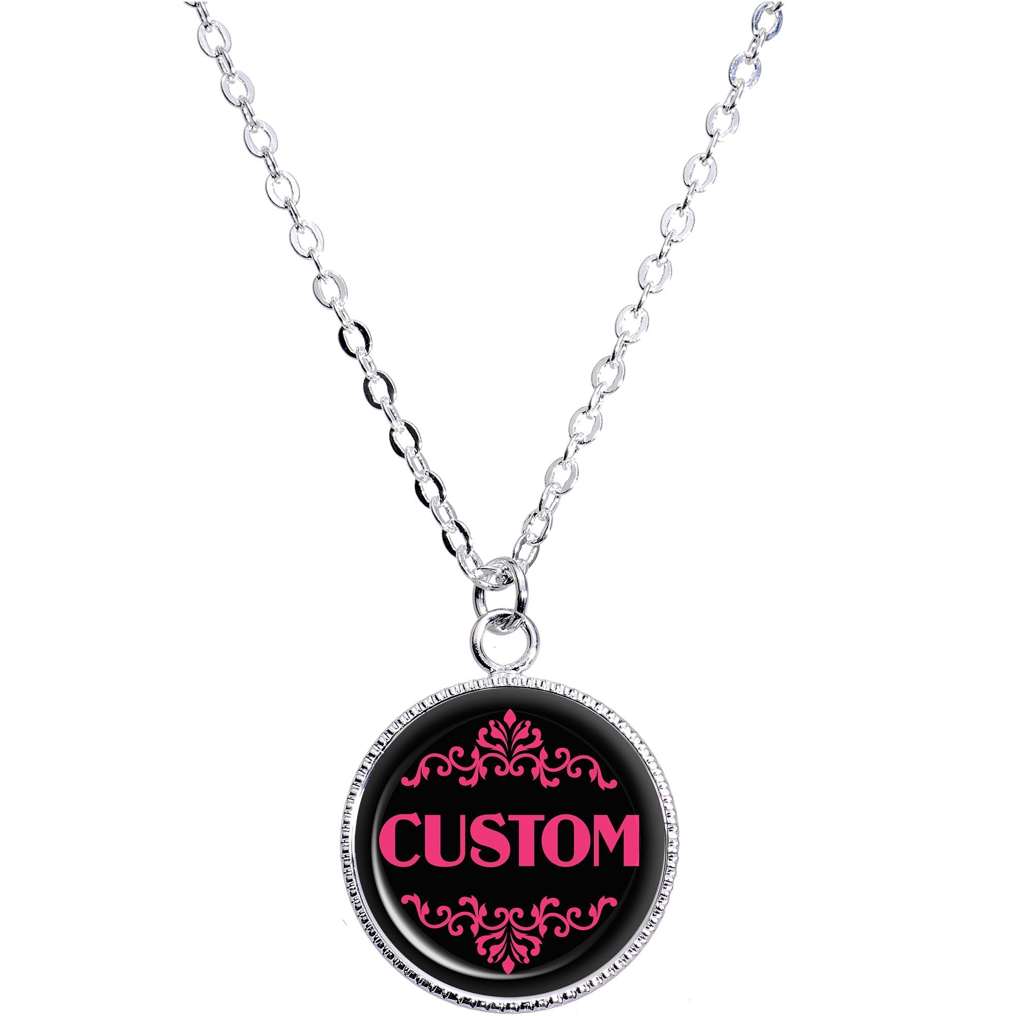 Custom Pink Personalized Name Silver Plated Chain Necklace - BodyCandy - Flyclothing LLC