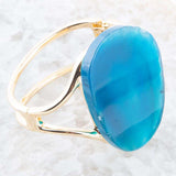 Cobalt Blue Agate Slab Cuff Golden Bracelet - Barse Jewelry - Flyclothing LLC