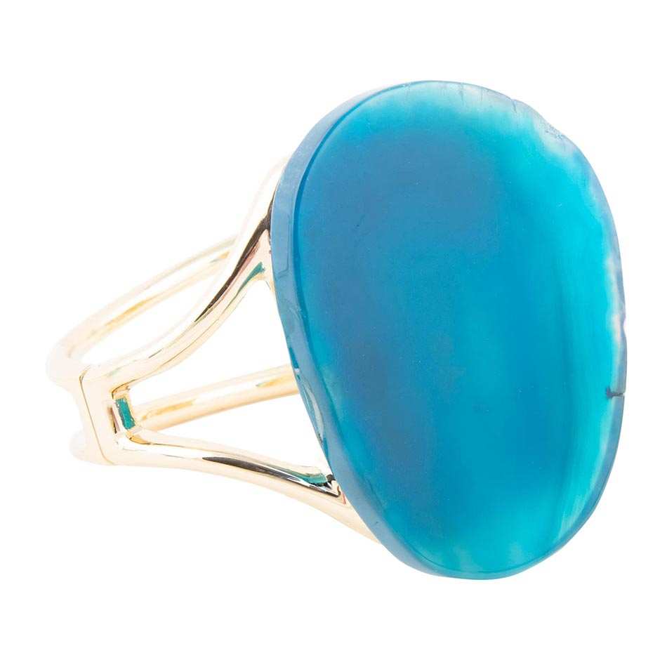 Cobalt Blue Agate Slab Cuff Golden Bracelet - Barse Jewelry - Flyclothing LLC