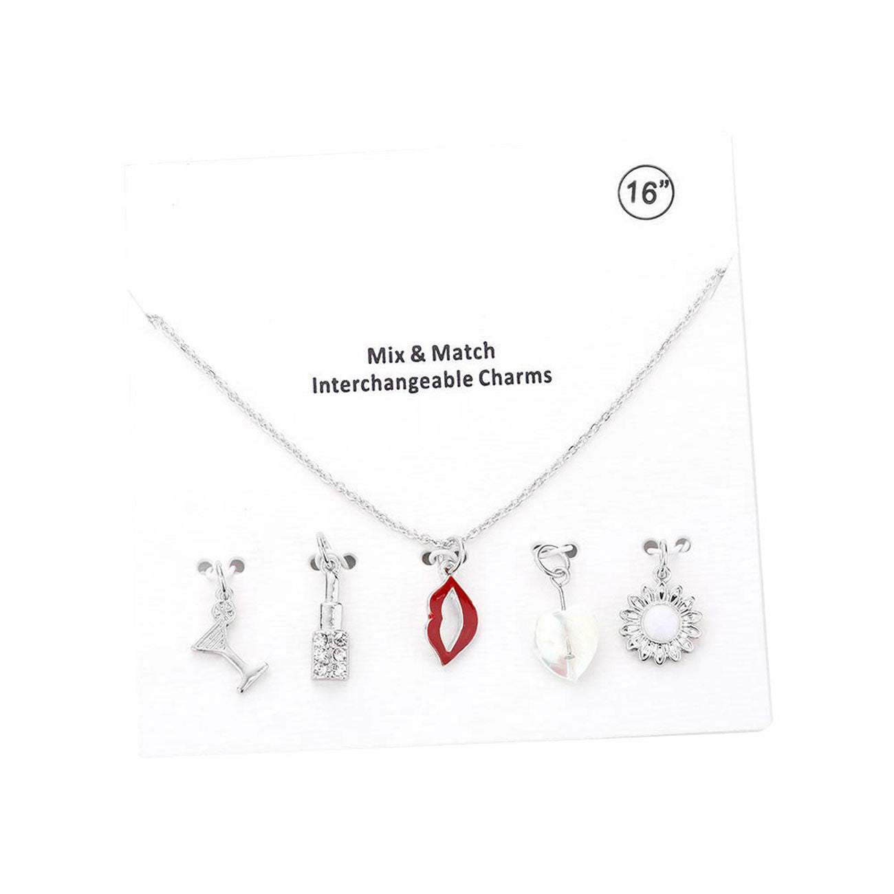 Cocktail Lipstick Heart Pearl Interchangeable Necklace - Madeline Love - Flyclothing LLC