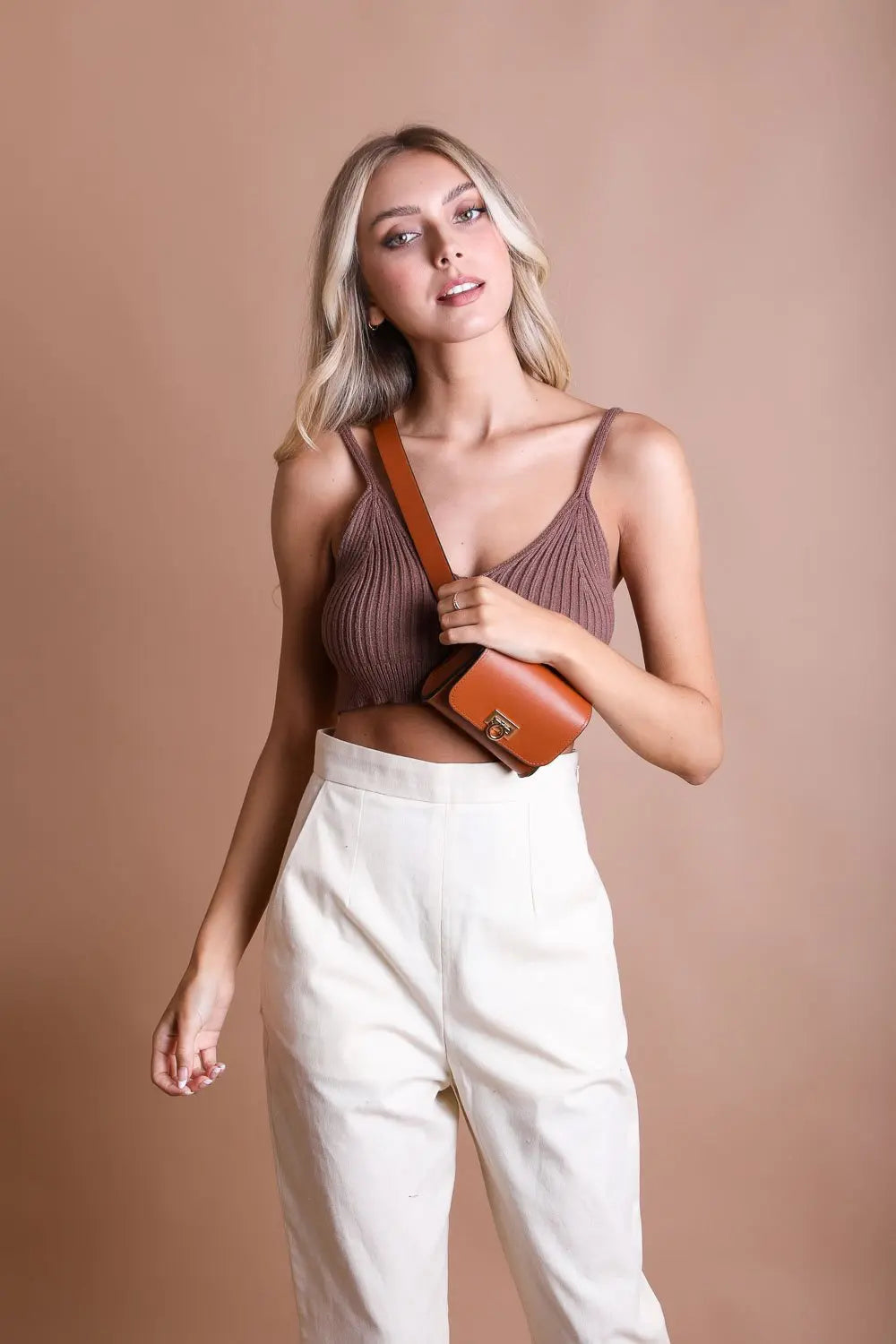 Mini Faux Leather Belt Bag – Chic with Gold Link Chain - Boho Clothing and Accessories - Flyclothing LLC