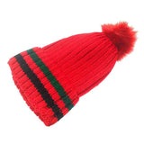 Color Block Acrylic Knit Pom Pom Warm Cozy Beanie Hat - Madeline Love - Flyclothing LLC